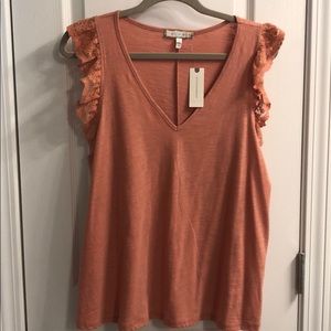 NWT lace sleeve Anthropologie top. Sz L